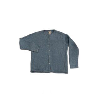 L.L. Bean Heather Blue Cardigan 100% Cotton Size Large